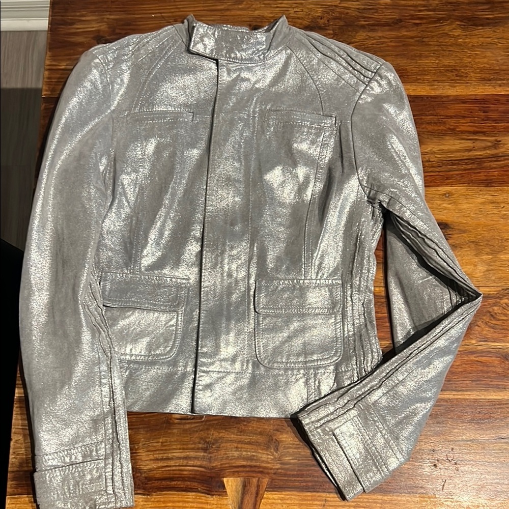 Authentic Bebe Women's silver leather Jacket
